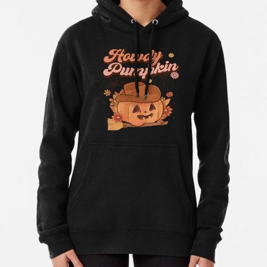 Discover Howdy Pumpkin Western Vintage Ghost Halloween Hoodies