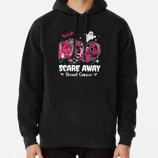 Discover Boo Scare Away Ghost Breast Cancer Awareness Halloween Hoodies