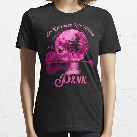 Discover In October We Wear Pink Witch Halloween Breast Cancer Awareness T-shirts