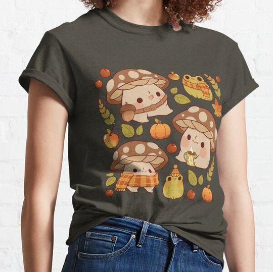 Discover Cute mushroom and froggie fall - green T-shirts