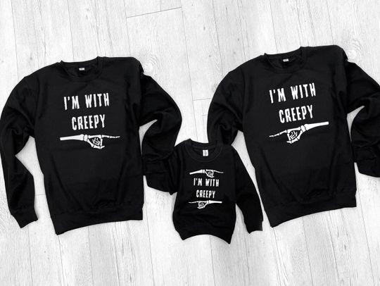 Discover Matching Creepy Family Halloween Sweatshirts for Mom and Daughter
