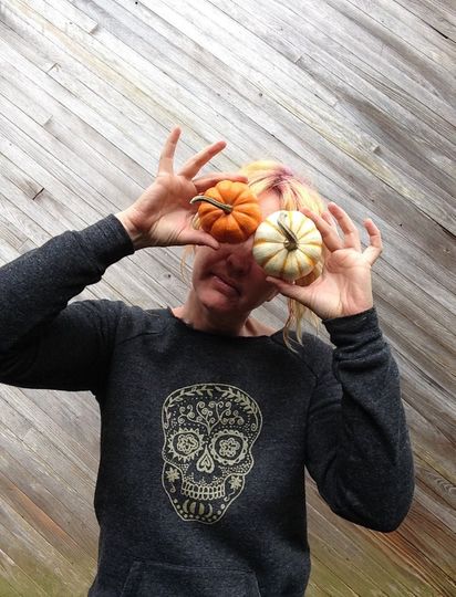Discover Calavera Sweatshirt in Organic Cotton, Sugar Skull, Day of the Dead, Halloween Top