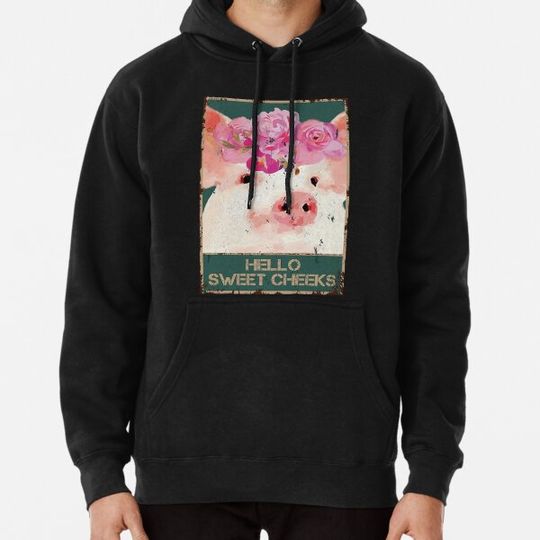 Discover Vintage Hello Sweet Cheeks Pig with Flowers1 Hoodies