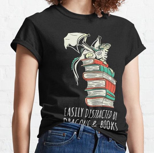 Discover Easily Distracted By Dragons And Books T-shirts