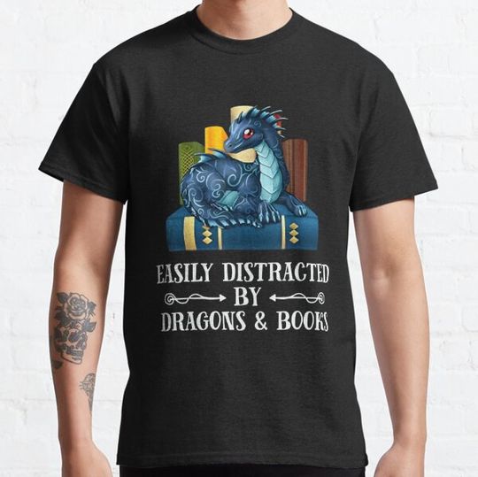 Discover Easily Distracted by Dragon and Books Nerds T-shirts
