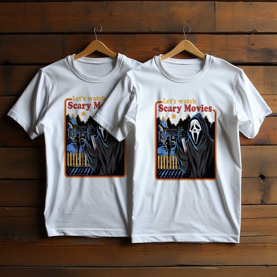 Discover Let's Watch Scary Movies Shirt, Scary Movies Sweatshirt, Halloween Shirt, Ghostface Shirt, Halloween Party Shirt