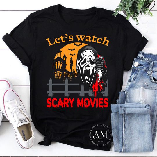 Discover Vintage Let's Watch Scary Movies T-Shirt, Great Halloween Gift