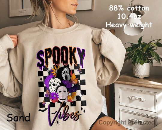 Discover Vintage Spooky Vibes Skull Sweatshirt