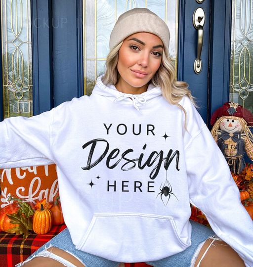 Discover Gildan 18500 Fall Hoodie Mockup for Halloween