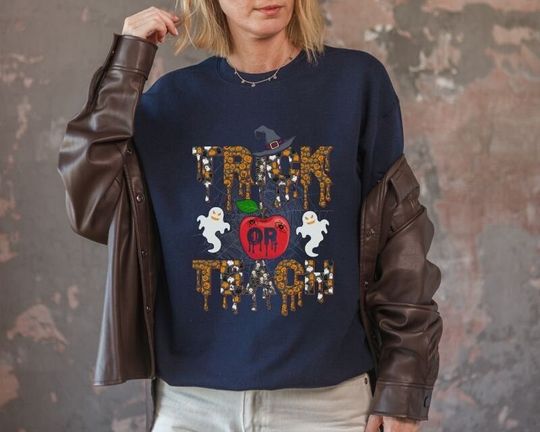 Discover Trick or Teach Halloween Sweatshirt, Teacher Halloween Sweatshirt,Spooky Teacher,Halloween Classroom Party