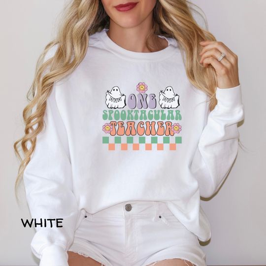 Discover Pastel Halloween Ghost Sweatshirt - Teacher Edition