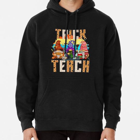 Discover trick or teach Hallothanksmas Gnomes Halloween Thanksgiving Hoodies