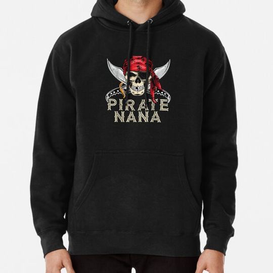 Discover Pirate Nana Gift Jolly Roger Flag Skull Grandma Halloween Hoodies