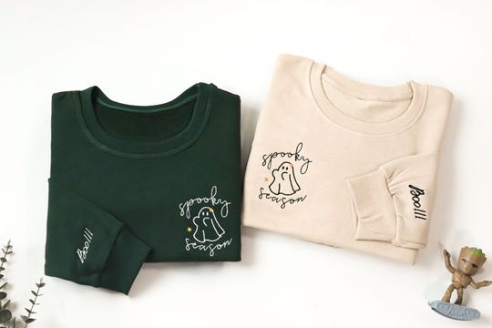 Discover Embroidered Halloween Costume,Scary Sweatshirt,Spooky Sweatshirt,Spooky Season Embroidered Sweatshirt,Ghost