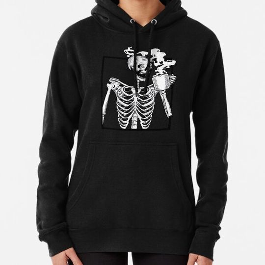 Discover halloween skeleton drinking coffee funny Hoodies
