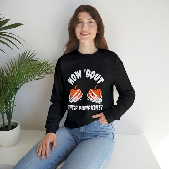 Discover How Bout These Pumpkings Heavy Blend Crewneck Sweatshirt, Funny Halloween Sweatshirt for Her, Gifts for Her, Pumpkin Sweatshirt