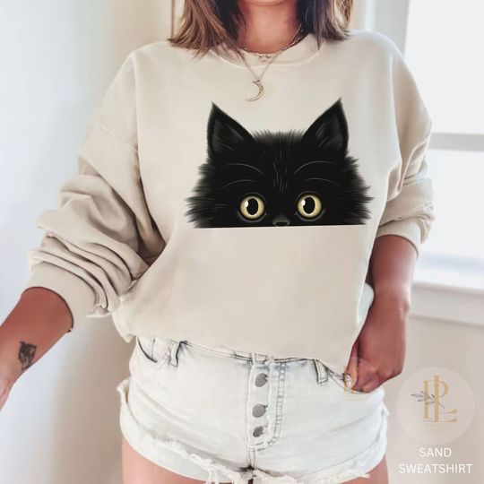 Discover Black Cat Lady Sweatshirt - Witchy Gift for Cat Lovers