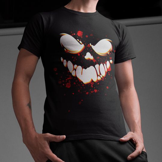 Discover Creepy Halloween Face Shirt for Scary Movie Fans