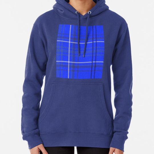 Discover Blue / White / Black Plaid Print Hoodies