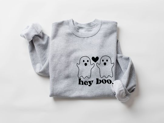 Discover Pocket Hey Boo Cute Halloween Sweatshirt