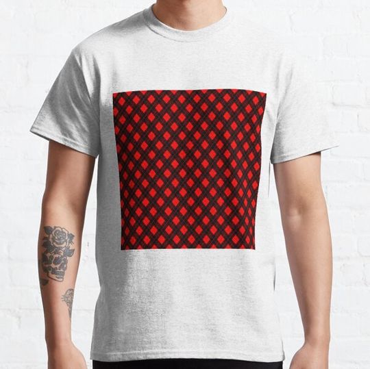 Discover Red Devil and Black Halloween Argyle Check Plaid T-shirts