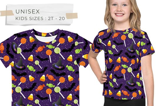 Discover Kids Halloween Costume Shirt with Witch and Candy Theme