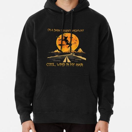 Discover Happy Halloween Witch Riding Brooms On A Dark Desert Highway Hoodies