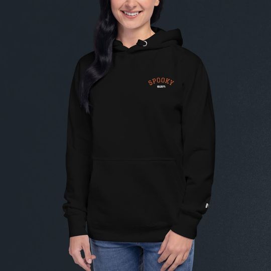Discover Embroidered Black Spooky SZN Unisex Hoodie