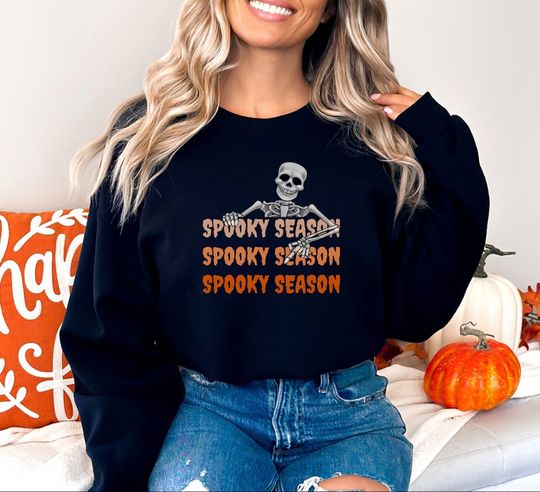Discover Spooky Season Skeleton Sweatshirt