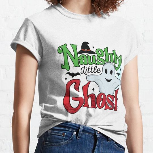 Discover Funny, Colorful "Naughty Little Ghost" Halloween Design T-shirts