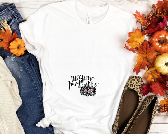 Discover Thanksgiving Pregnancy Announcement Shirt, "Hey, Pumpkin" Fall Themed Baby Reveal Maternity Top, Pumpkin Pregnancy Graphic Tee Shirt for Mom