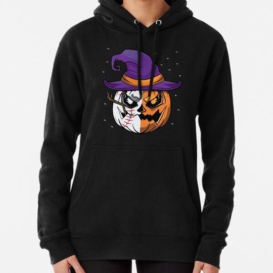 Discover Baseball Player Halloween Pumpkin Skeleton, Skull Kids Teens Hoodies