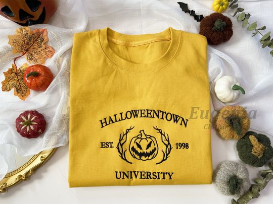 Discover Embroidered Halloweentown University Sweatshirt,Embroidery Halloween Sweatshirt, Spooky, Ghost, Halloween Gift,Pumpkin Shirt,Pumpkin Sweater
