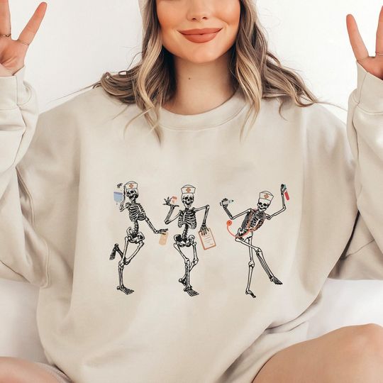 Discover Skeleton Nurse Shirt for Fall and Halloween Celebrations