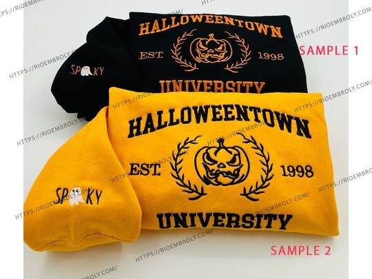 Discover Embroidered Halloween embroidery sweatshirt/Halloweentown sweatshirt, sleeve spooky, ghost, Y2K Style Embroidered Crewneck| Pumpkin Shirt
