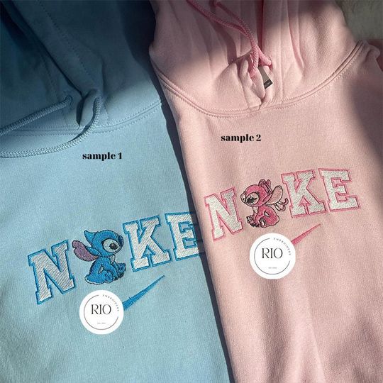 Discover S.t.i.tc.h and An.g.e.l.a Couple  Embroidered Couple Hoodie sweatshirt, Anniversary Embroidered Sweatshirt Hoodie, Halloween Gift