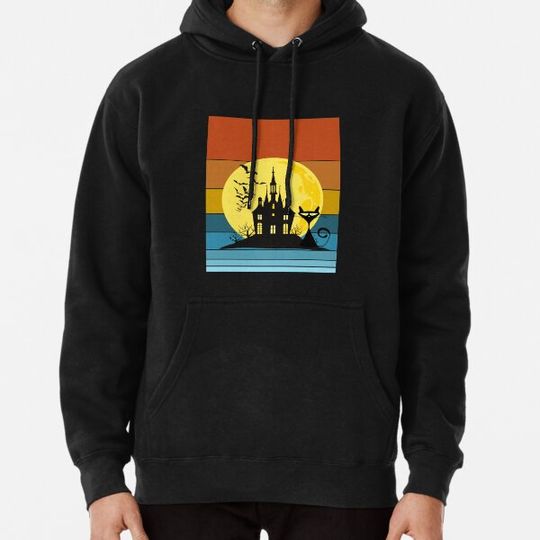 Discover Cat witch haunted house Hoodies