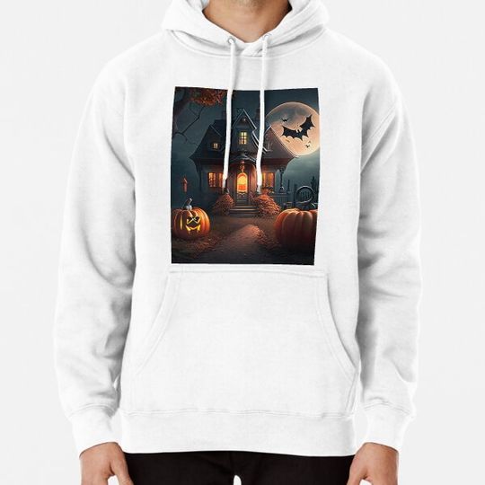 Discover Eerie 3D Halloween House: Spooky Delight Hoodies