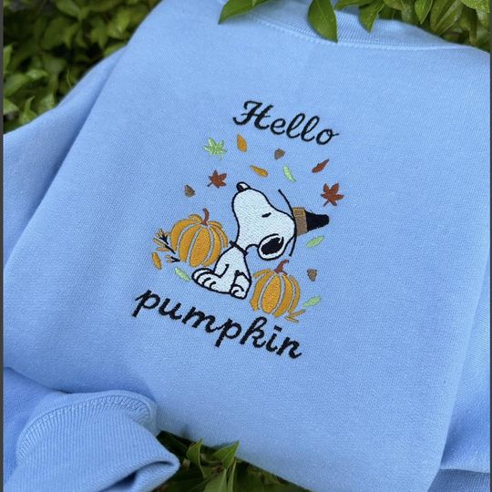 Discover Hello Pumpkin Snoopy Embroidered Sweatshirt, Best Halloween Gift Ideas