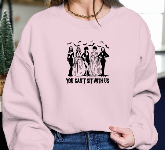 Discover Embroidered Witches Sweatshirt,Funny Sanderson Sisters Shirt,Vintage Spooky Vibes T shirt,Cute Halloweeen Tshirt,Witchy T-shirt