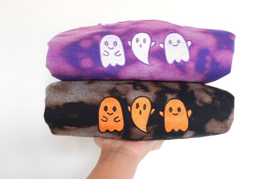 Discover Embroidered Tie Dye Ghost Sweatshirt