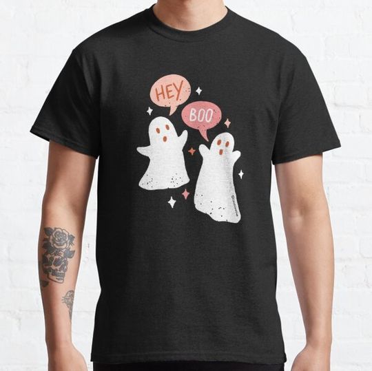 Discover Hey Boo - Halloween Ghost Pattern in Burned Orange T-shirts