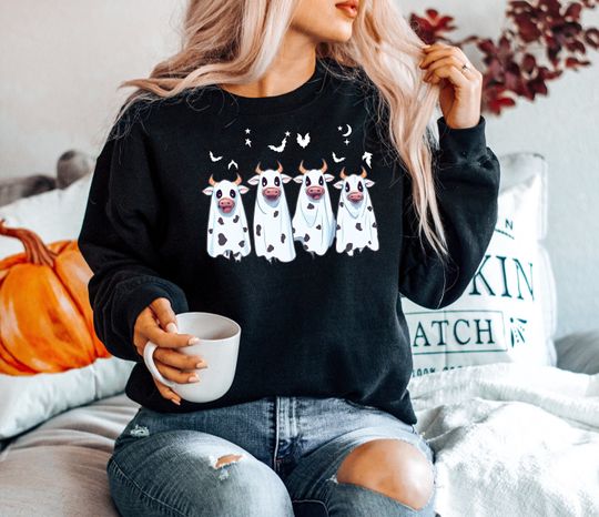 Discover Spooky Cow Halloween Sweatshirt for Fun