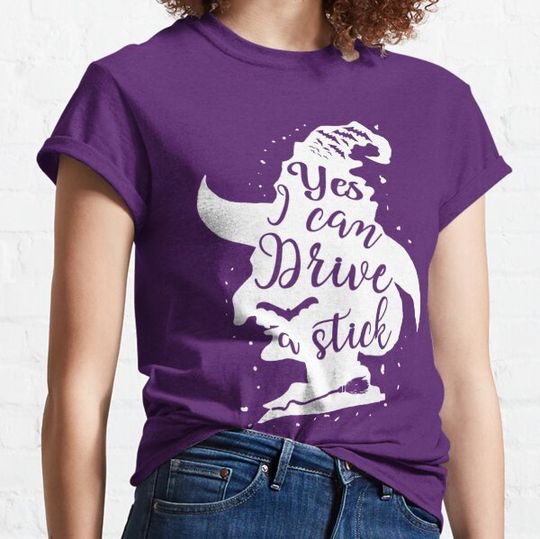 Discover Yes I Can Drive A Stick Halloween Witch Costume 2023 T-shirts