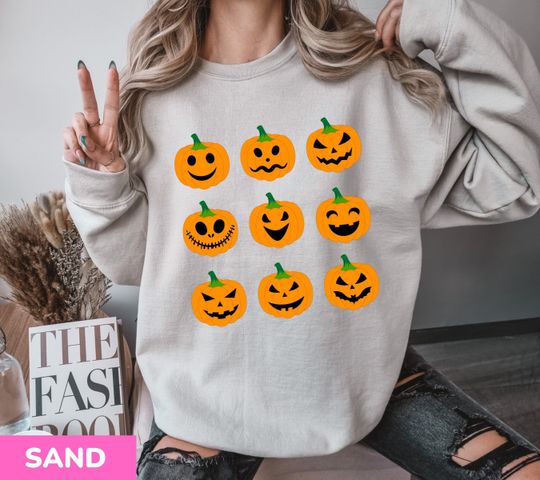 Discover Pumpkin Halloween Sweatshirt - Scary Pumpkin Faces