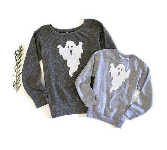 Discover Mommy and Me Shirts / Halloween Sweatshirt / Ghost Sequin Top / Matching Shirts / Halloween Party Shirt / Mother Daughter Clothing