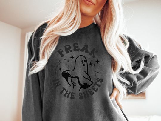 Discover Funny Crewneck Sweatshirt for Halloween: Freak in the Sheets