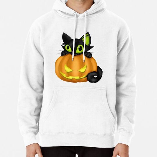 Discover black cat with pumpkin Hoodies