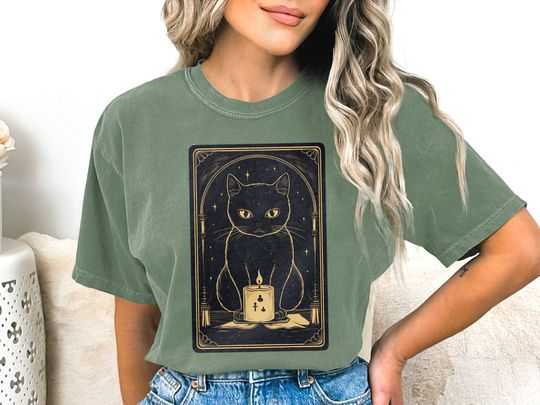 Discover Celestial Black Cat Tarot Sweatshirt - Boho Witchy Design
