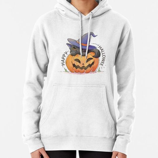 Discover Halloween Fun - Black Cat In A Pumpkin Hoodies